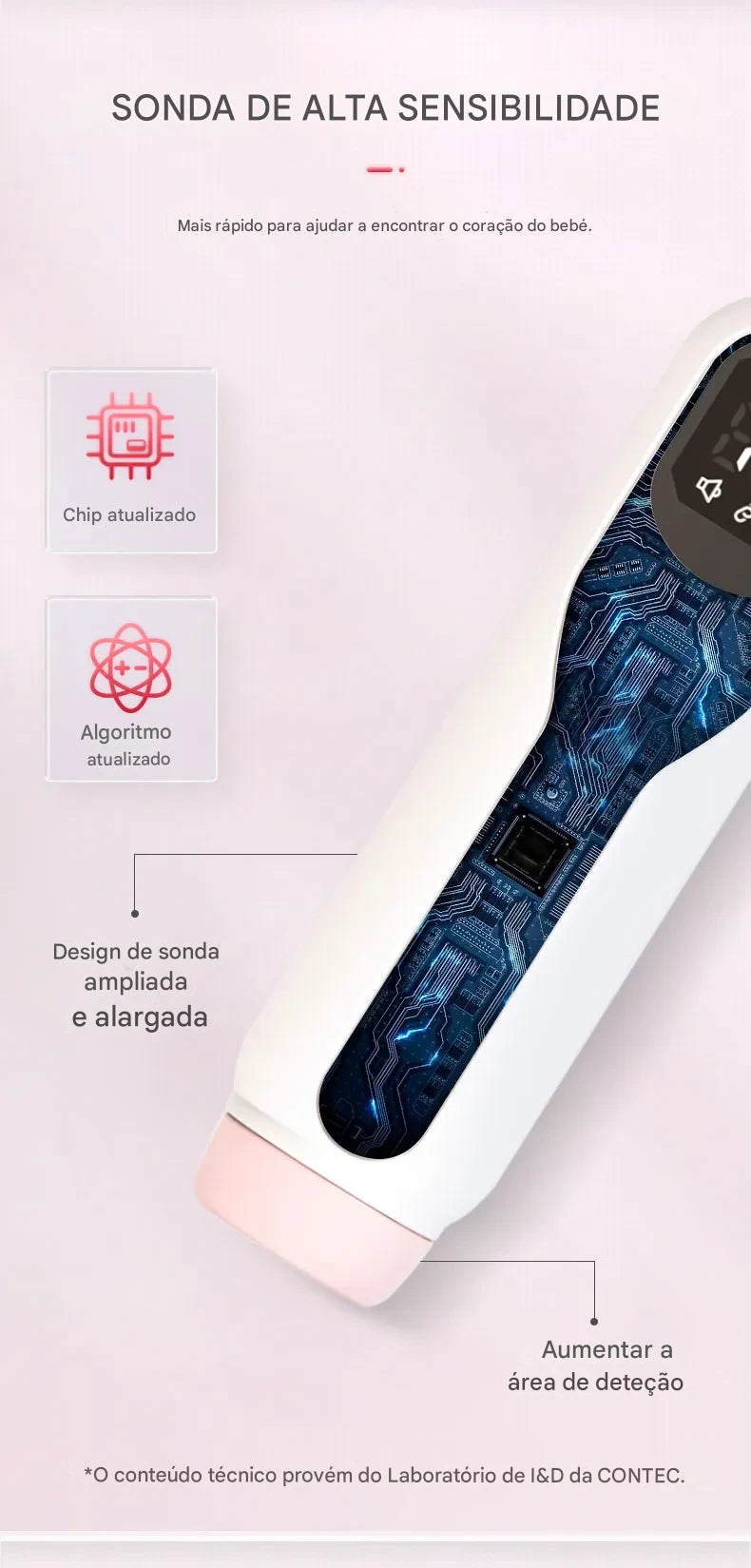 Doppler Fetal Portátil CONTEC 10D (Doppler Fetal Pré-Natal Portátil)