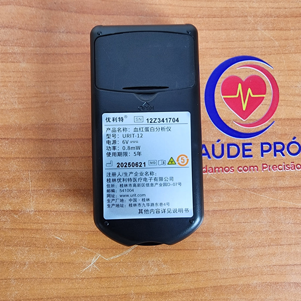 Analisador Hemoglobina URIT-12 | 10s | 13μl | 4-24 g/dL | 10un