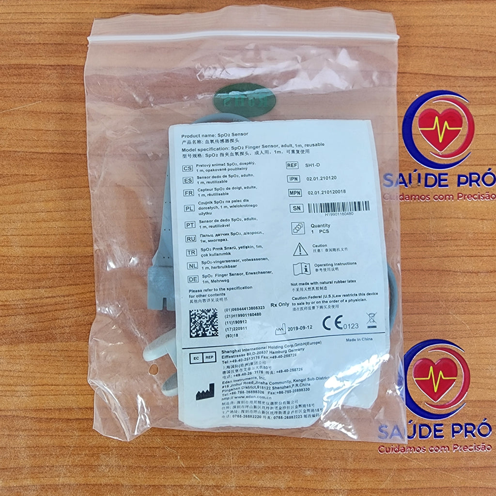 Sensor de SpO2 Edan Adulto de Dedo — REF SH1-D