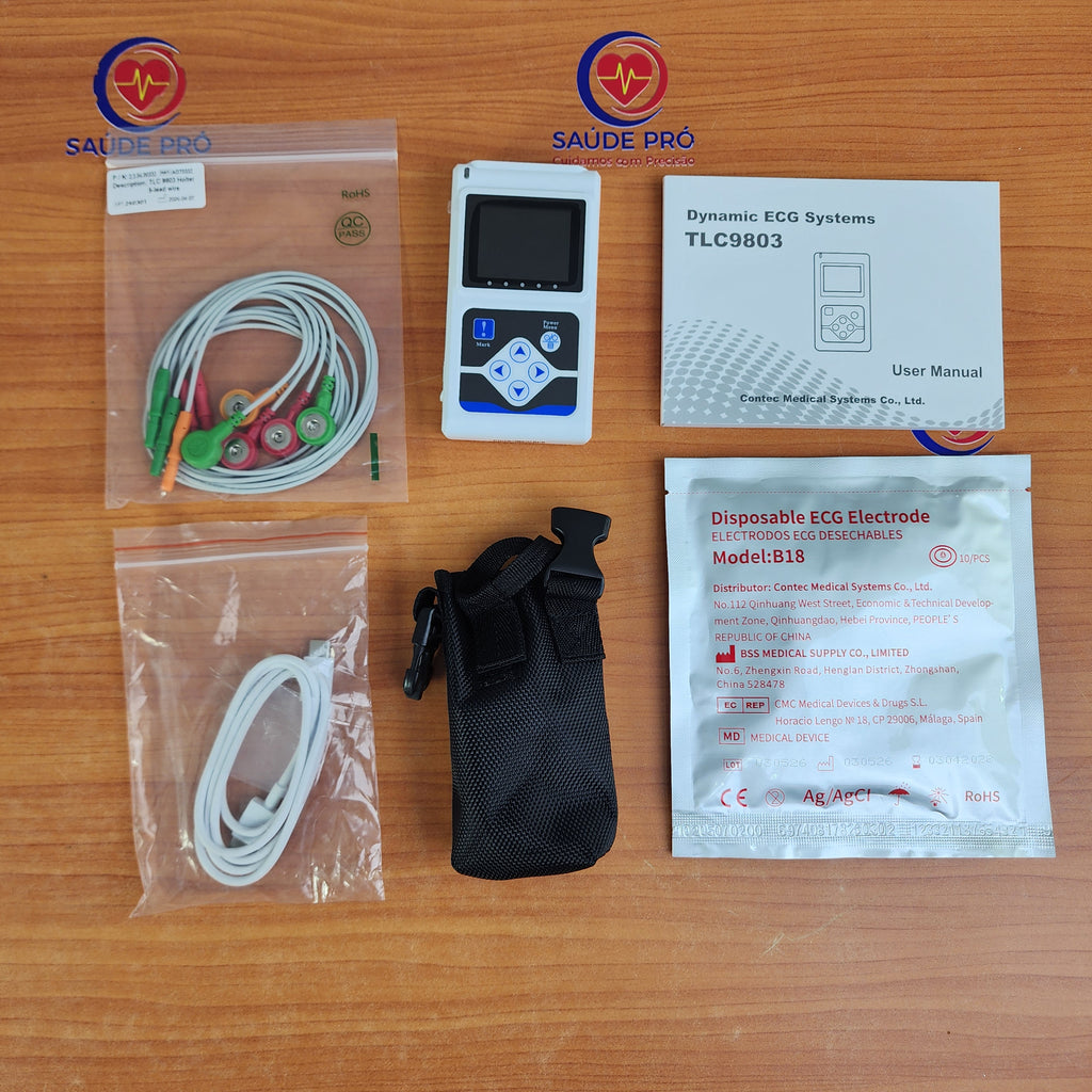 Holter ECG Contec TLC9803 – 3 Canais 24 Horas com Software 10 Arritmias