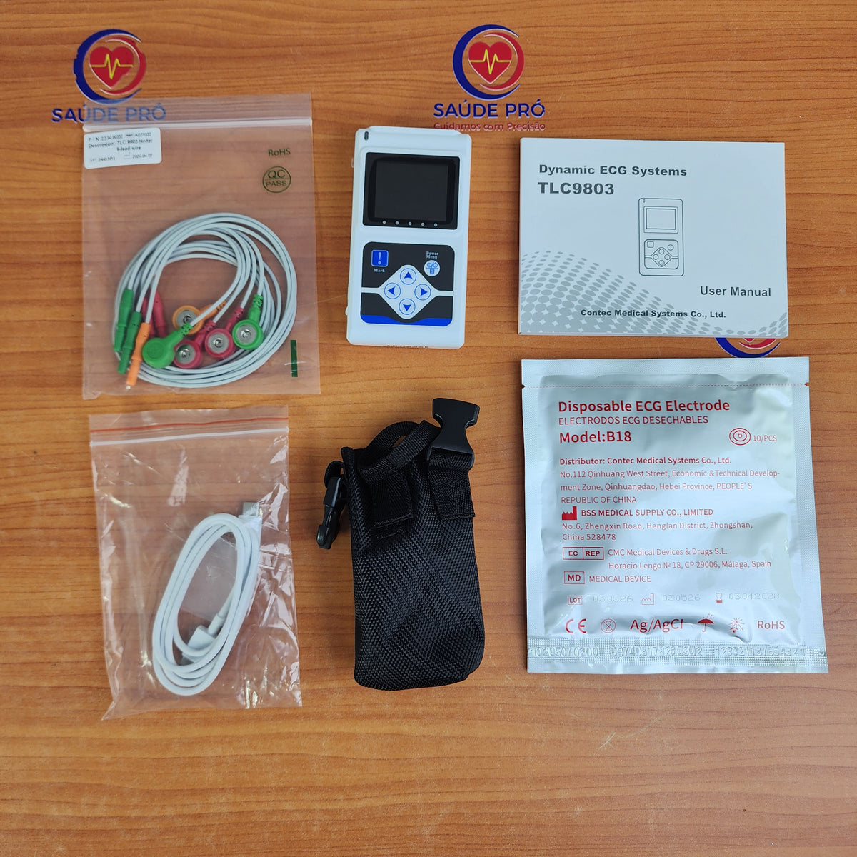 Holter ECG Contec TLC9803 – 3 Canais 24 Horas com Software 10 Arritmias