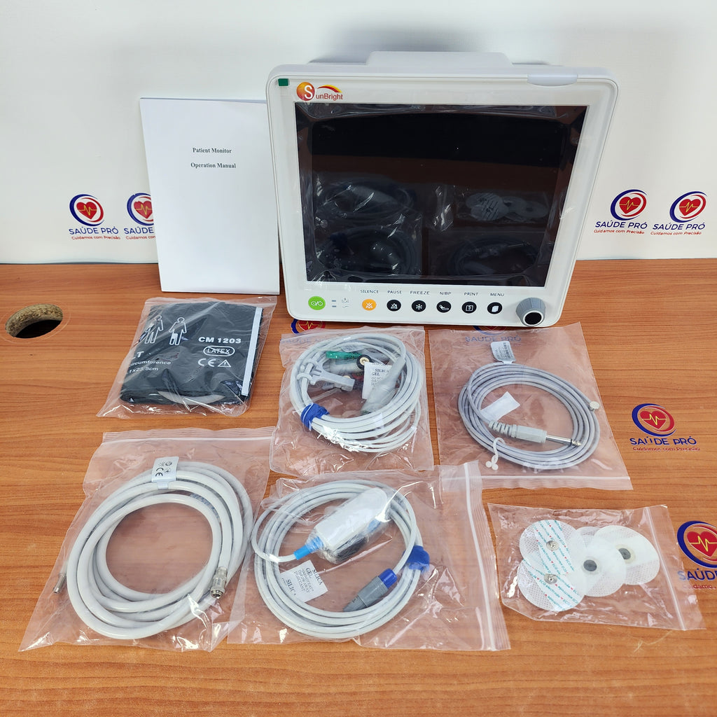 Monitor Multiparamétrico Sunbright SUN601S – TEMP Duplo, 480h Tendências, Ecrã 12,1"