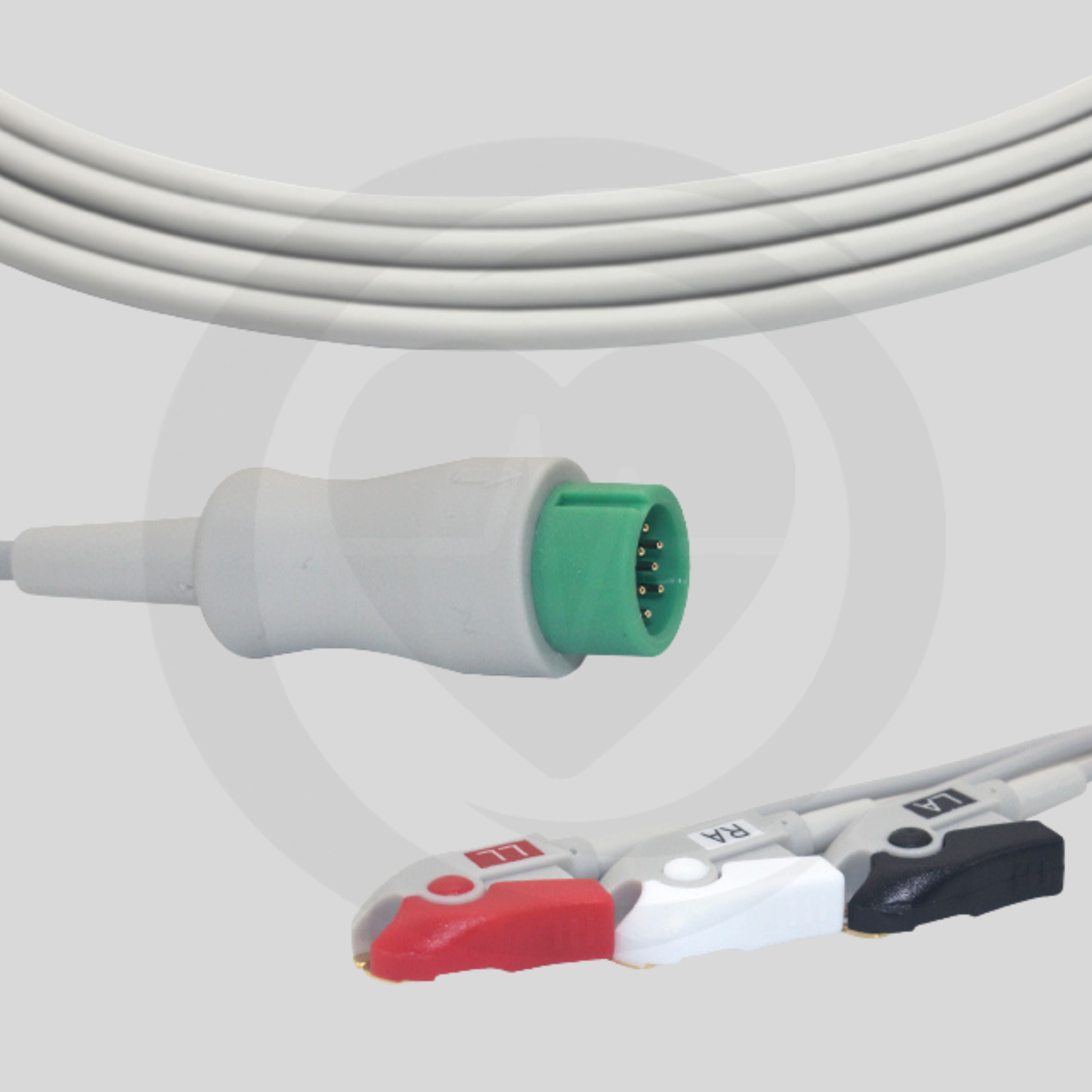 Cabo de ECG de Peça Única Mindray – 3 Derivações Pinch, AHA, Resistência 1K G3143P