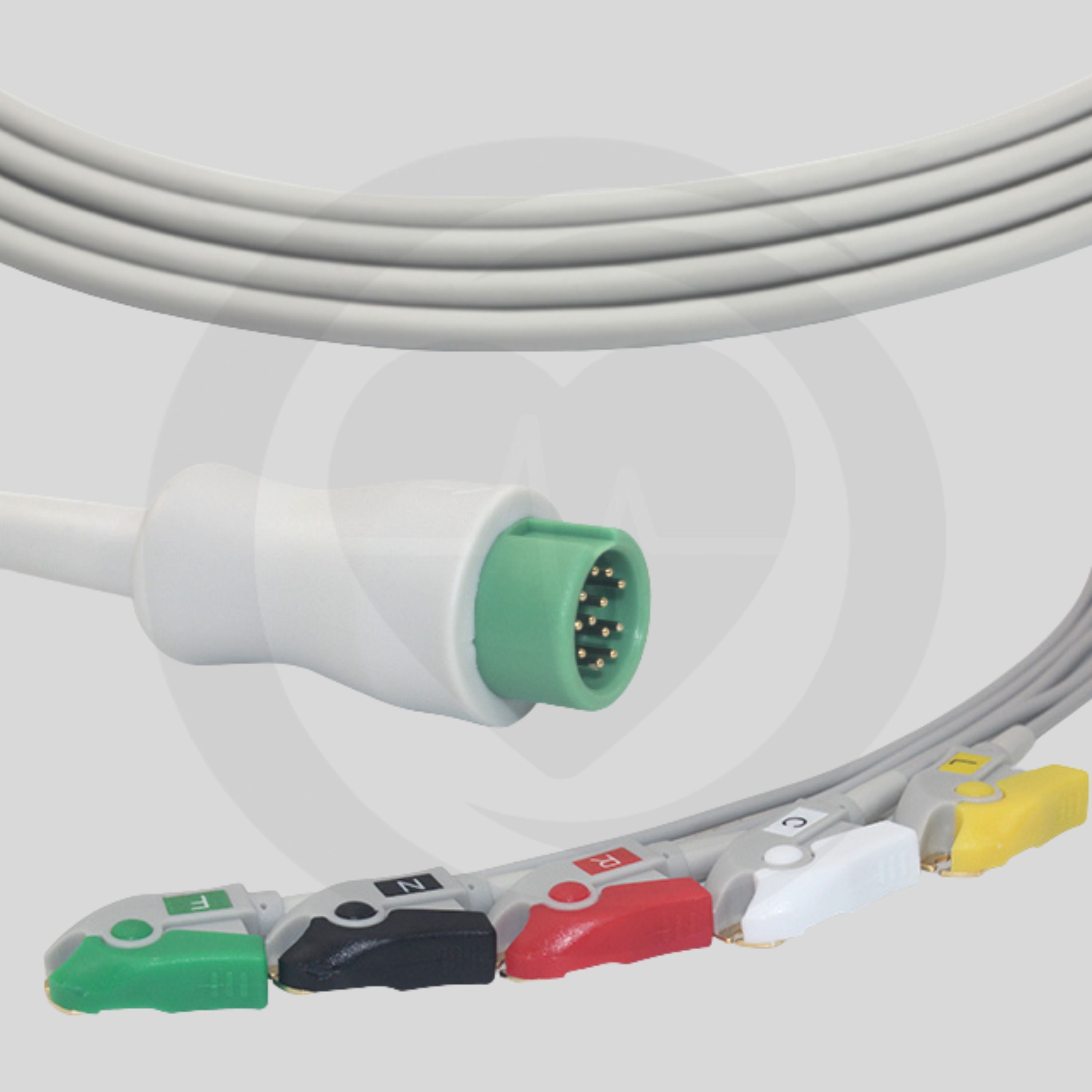 Cabo de ECG de Peça Única Mindray – 5 Derivações Pinch, AHA, Resistência 1K G5143P