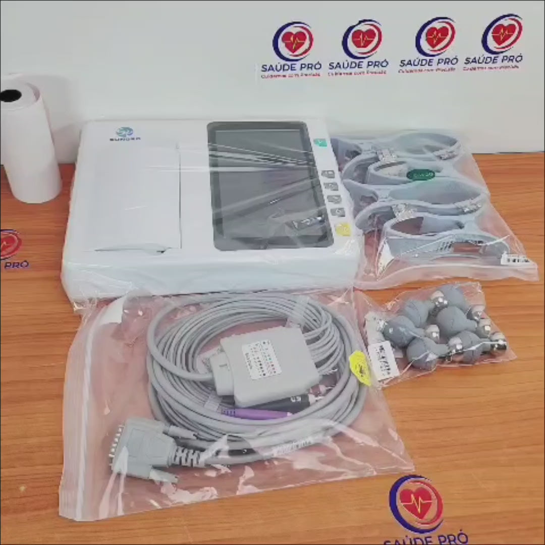 Eletrocardiógrafo Contec ECG600G – ECG Digital 6 Canais com 12 Derivações, Tela Touch e Impressora