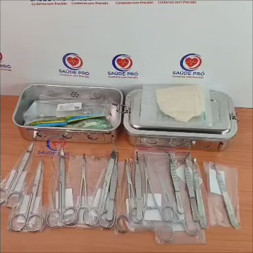 Kit de Pequenas Cirurgias 15 Peças – Aço Inoxidável com Caixa Perfurada para Autoclave