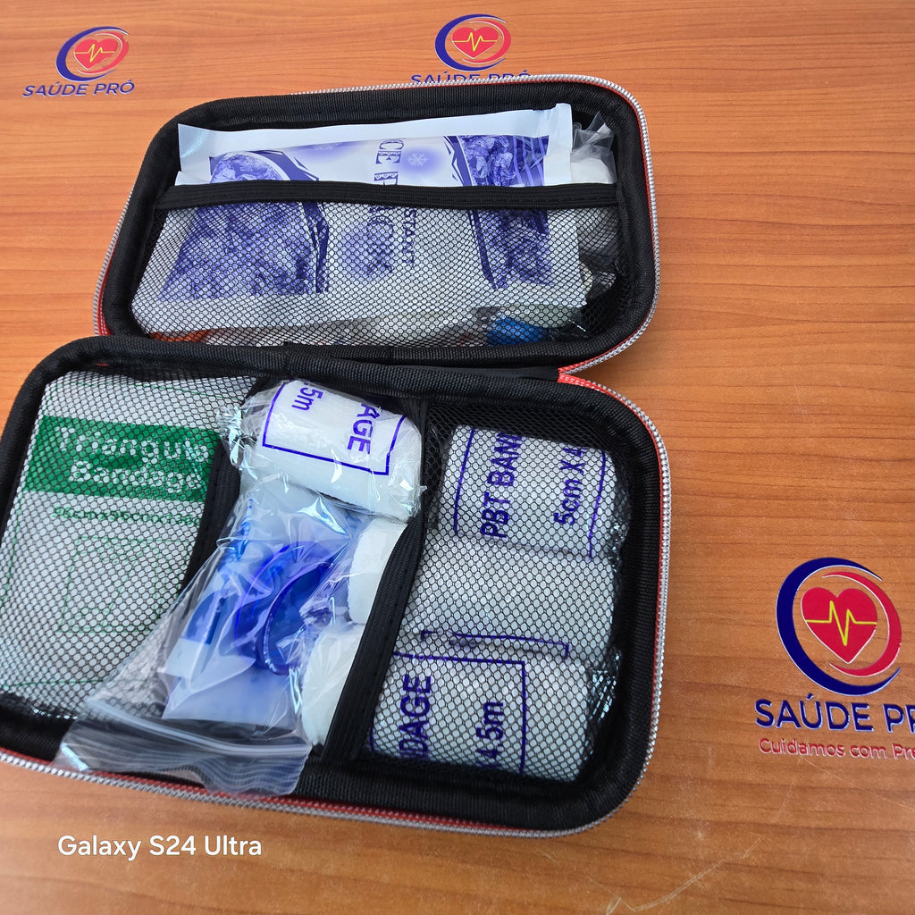 Kit de Primeiros Socorros Portátil Completo com Estojo Rígido