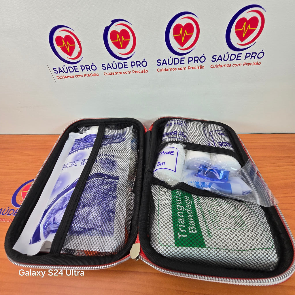 Kit de Primeiros Socorros Portátil Completo com Estojo Rígido