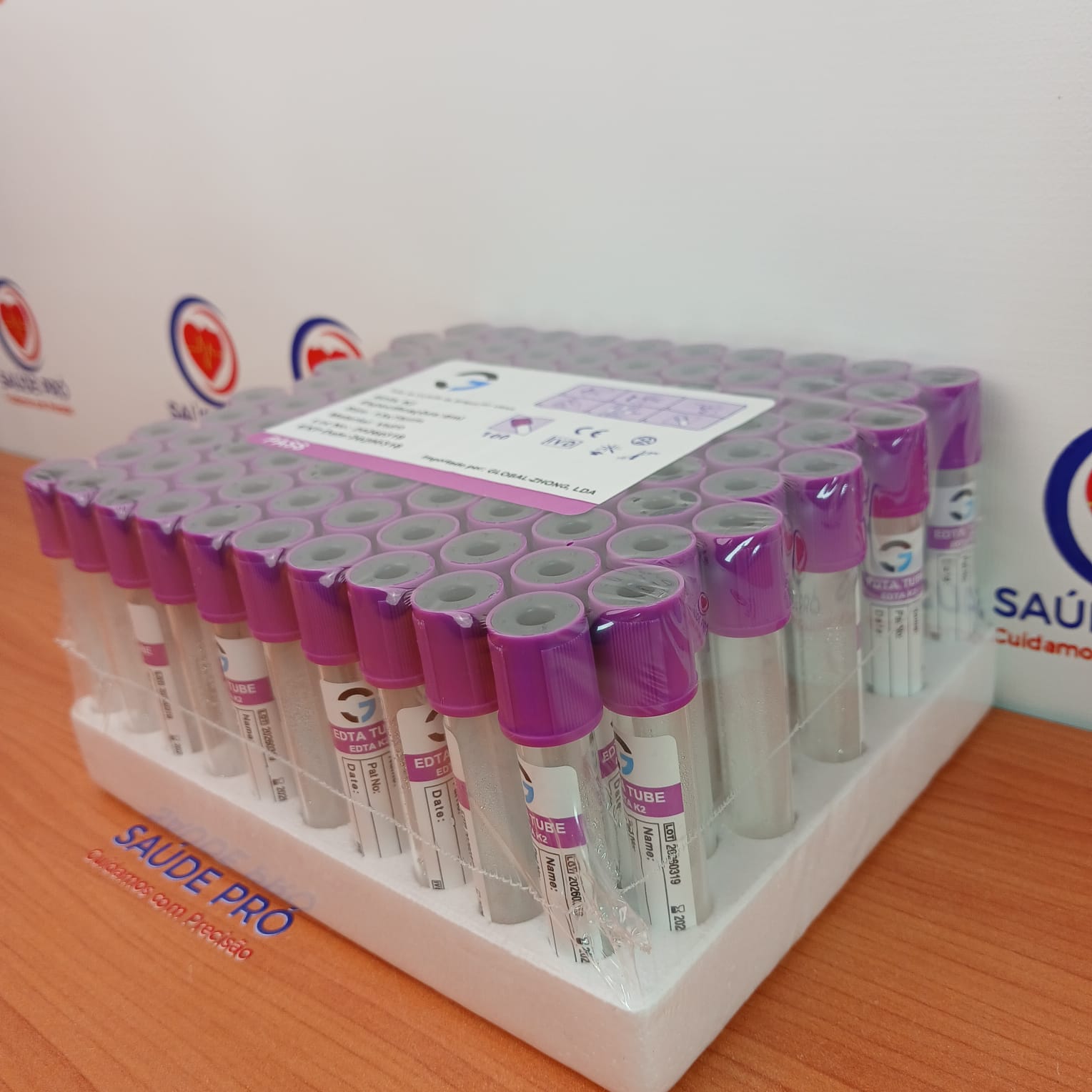 Tubo EDTA K2 4ml Tampa Lilás Vidro – Caixa 100un – Hemograma – CE IVD