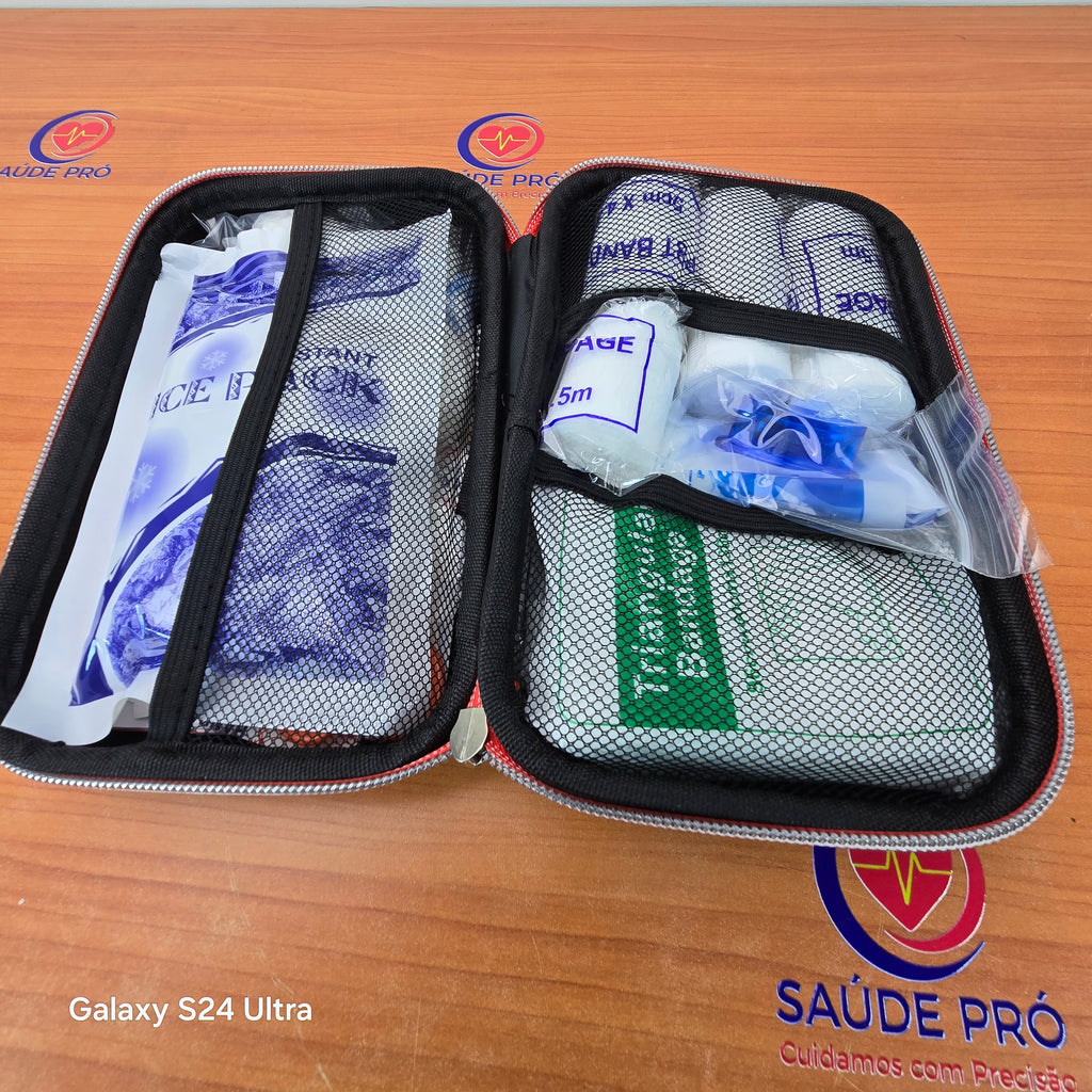 Kit de Primeiros Socorros Portátil Completo com Estojo Rígido