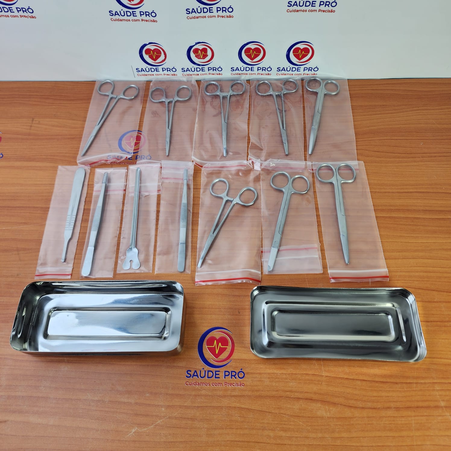 Kit de Pequena Cirurgia 13 Peças em Aço Inoxidável com Caixa Metálica 17x7x3cm