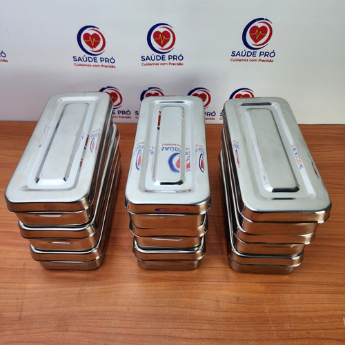1 Kit de Pequena Cirurgia 13 Peças em Aço Inoxidável com Caixa Metálica 17x7x3cm