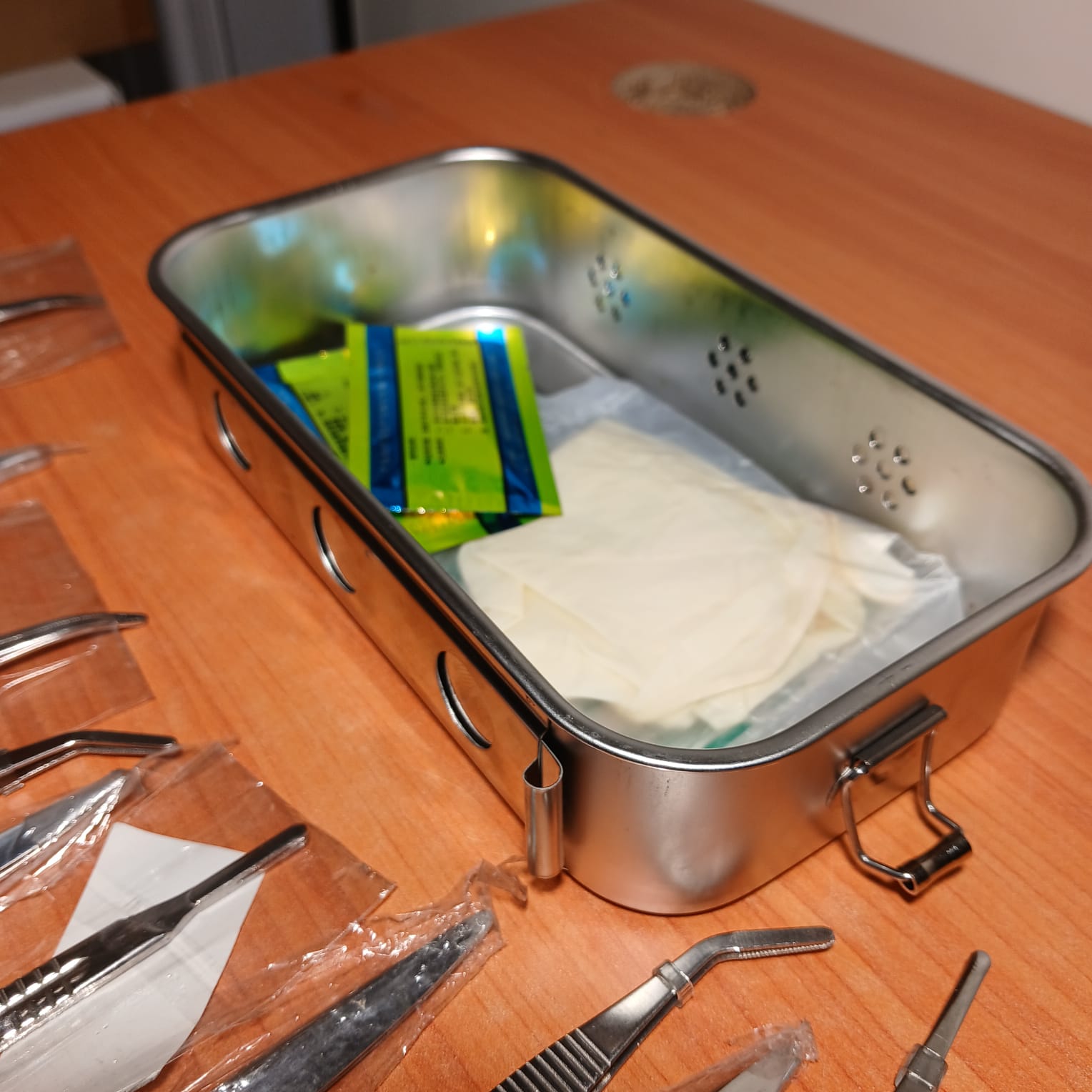 Kit de Pequenas Cirurgias 15 Peças – Aço Inoxidável com Caixa Perfurada para Autoclave